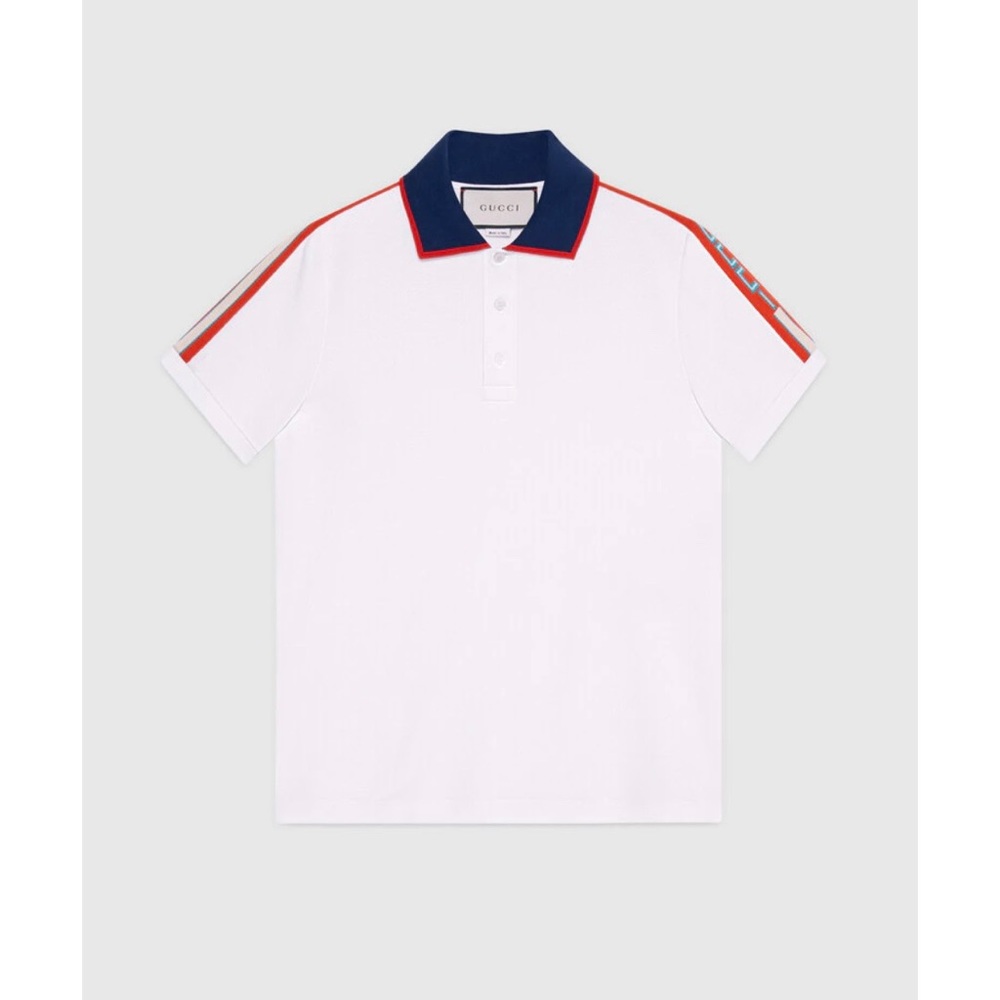 Authentic Men's Gucci Cotton polo with Gucci stripe asain 3xl